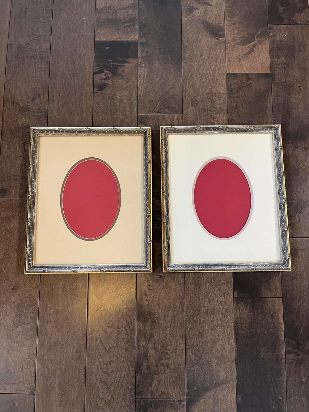 Classic Gold Picture Frame Set with Red Mat Inserts